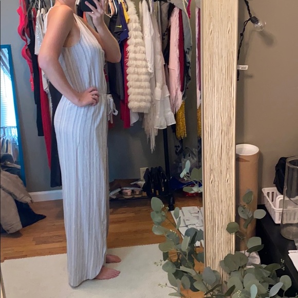 Gray and White Striped Jumpsuit - Picture 3 of 6
